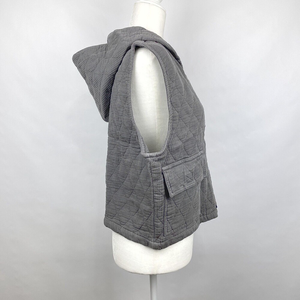 NWOT Philosophy of Comfort Women's Size L Gray Quilted Hooded Lyocell Blend Vest - Picture 5 of 16
